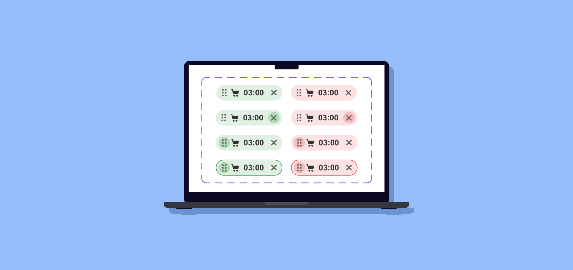 Laptop mockup with user interface componenets on screen