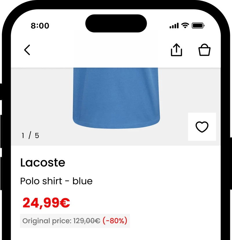 Phone mockup with eCommerce product page